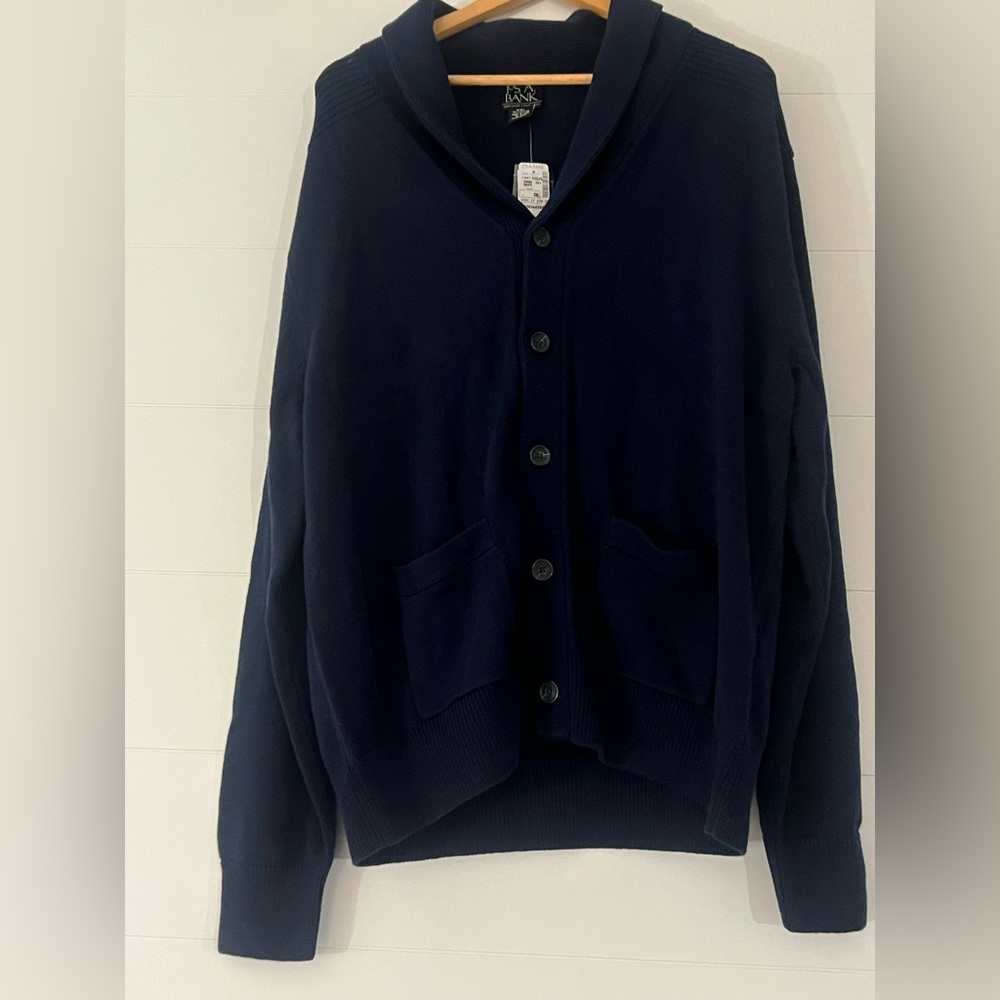 Jos. A. Bank Executive Collection Navy Blue Button-Up Collared Cardigan Sz. XXL